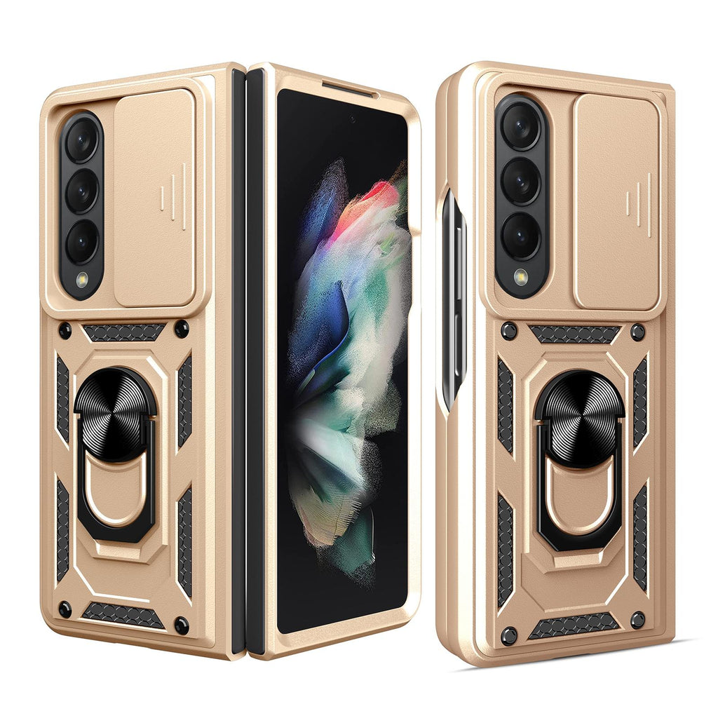 NNEDSZ Samsung Galaxy Z Fold 4 Tpu Pc Case With Sliding Camera Cover - Silver