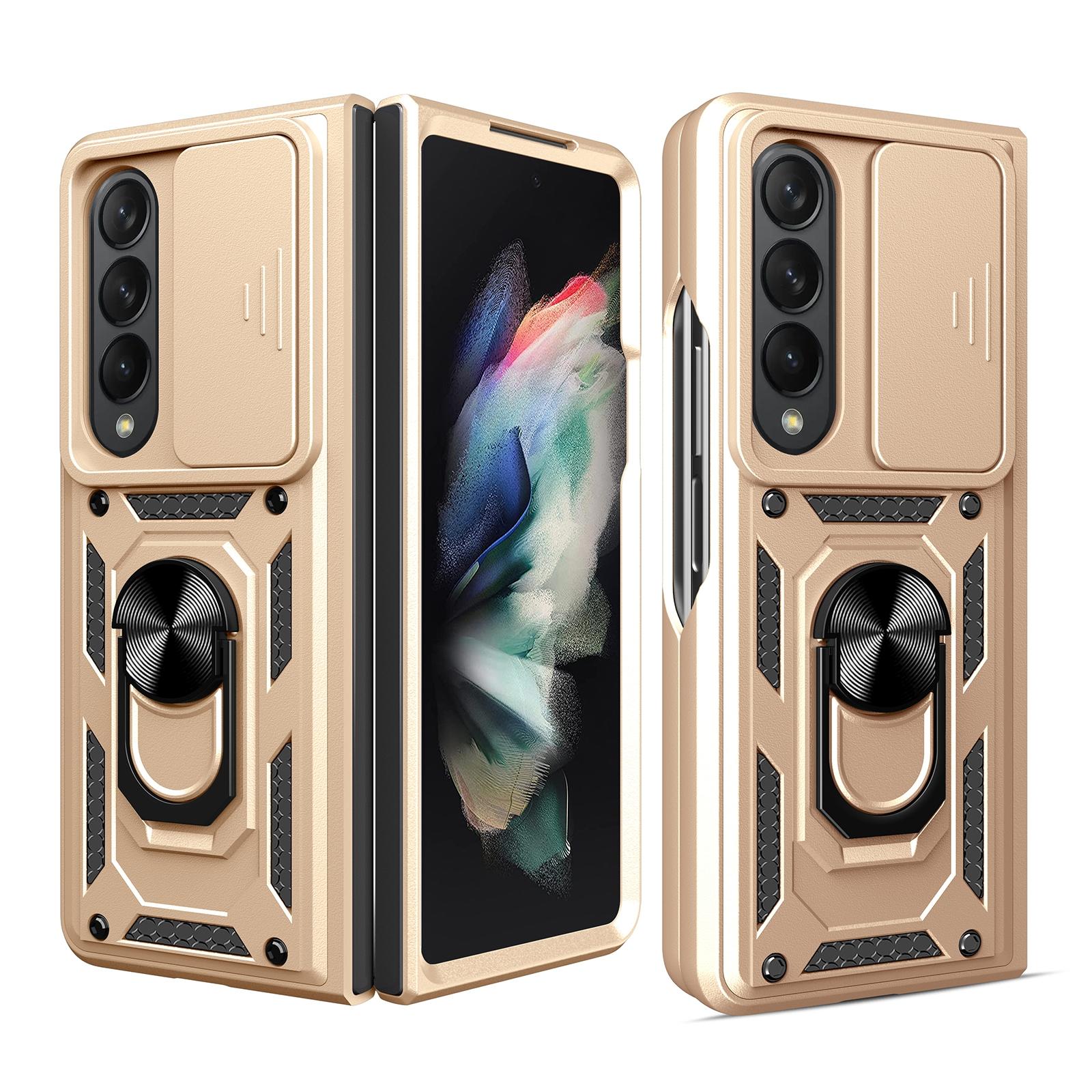 NNEDSZ Samsung Galaxy Z Fold 4 Tpu Pc Case With Sliding Camera Cover - Silver