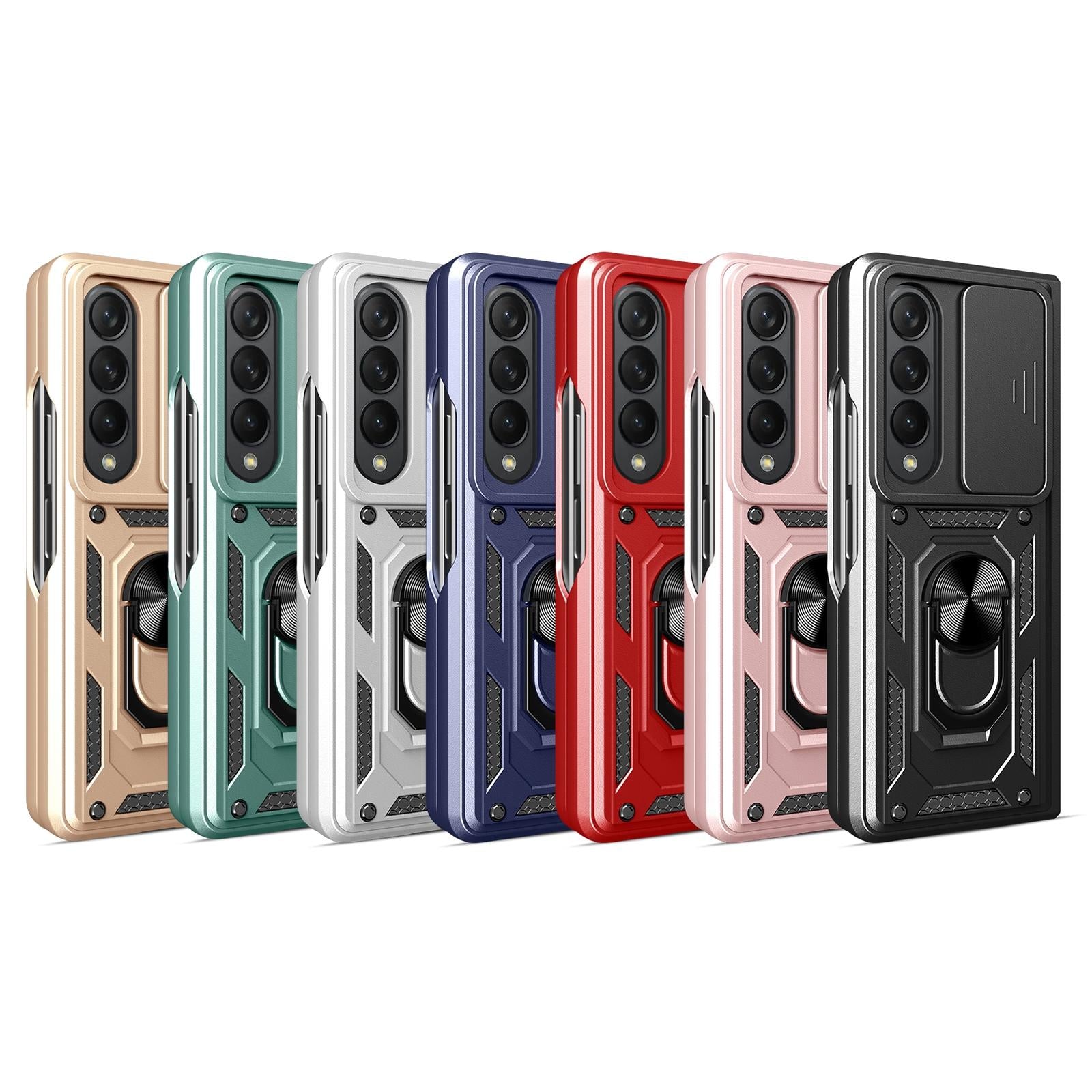 NNEDSZ Samsung Galaxy Z Fold 4 Tpu Pc Case With Sliding Camera Cover - Silver