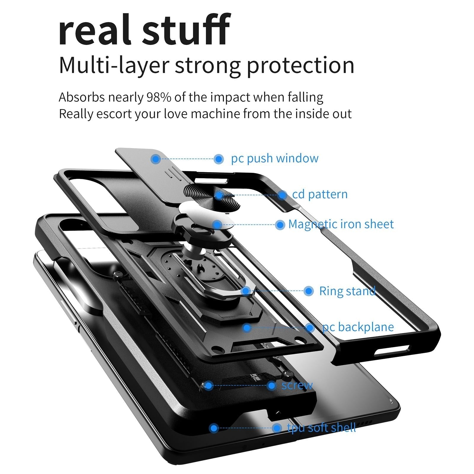 NNEDSZ Samsung Galaxy Z Fold 4 Tpu Pc Case With Sliding Camera Cover - Silver
