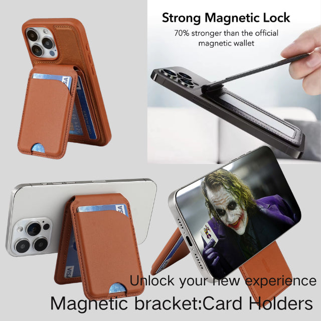 NNEDSZ Brown MagSafe Magnetic Wallet with Stand - PU Leather Card Holder for iPhone