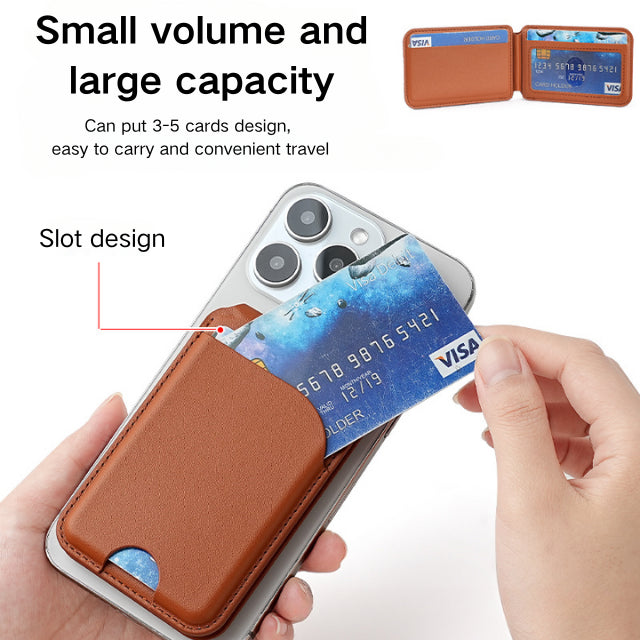 NNEDSZ Brown MagSafe Magnetic Wallet with Stand - PU Leather Card Holder for iPhone