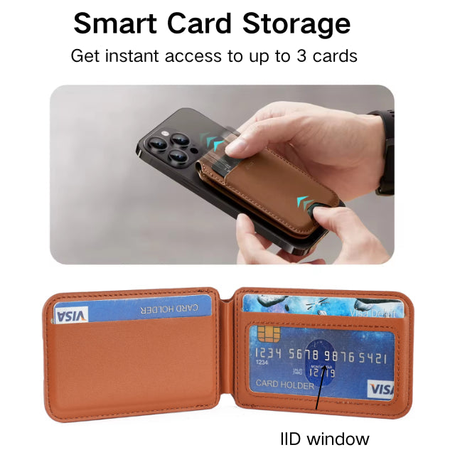 NNEDSZ Brown MagSafe Magnetic Wallet with Stand - PU Leather Card Holder for iPhone