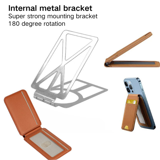 NNEDSZ Brown MagSafe Magnetic Wallet with Stand - PU Leather Card Holder for iPhone